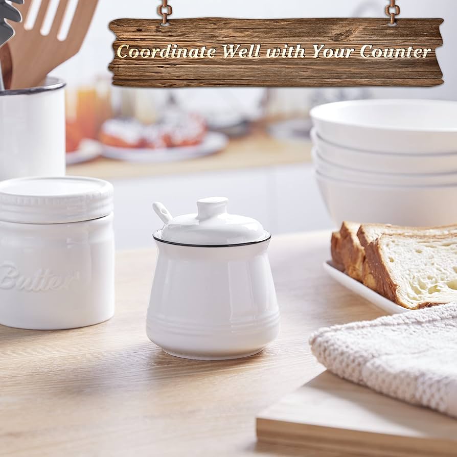 Amazon.com | DAYYET Sugar Bowl with Lid and Spoon, 12 oz